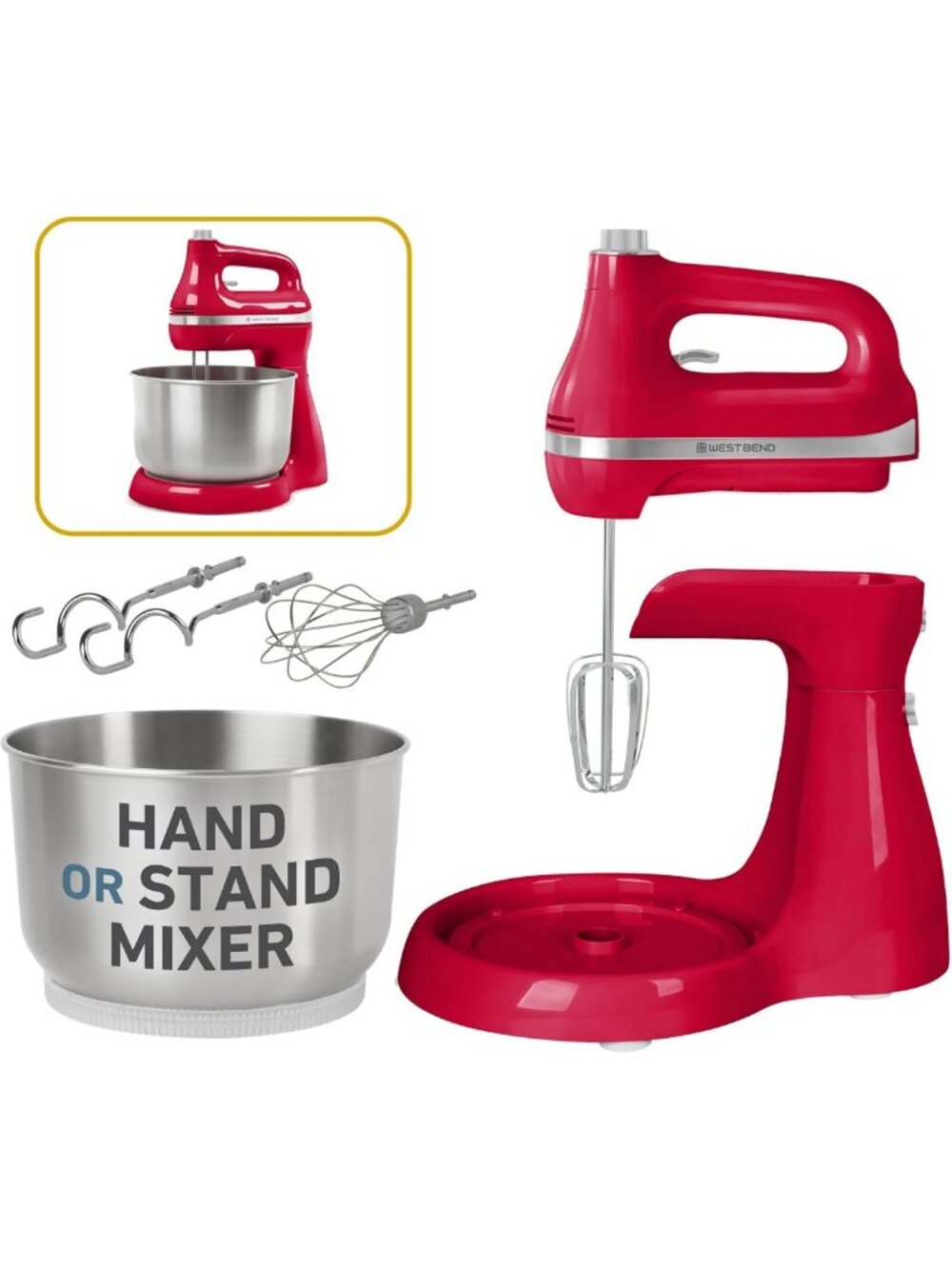 2-in-1 Hand & Stand Mixer with 11 Speeds, Turbo Boost, 4.4 Qt Bowl & Attachments
